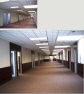 Zydus Renovation Before and After: Main Hallway to Offices and Conference Rooms